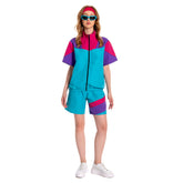 Retro 80s 90s Women Men 5 Piece Sportwear Set Outfits Tracksuits Set Cosplay Costume Outfits Halloween Carnival Suit